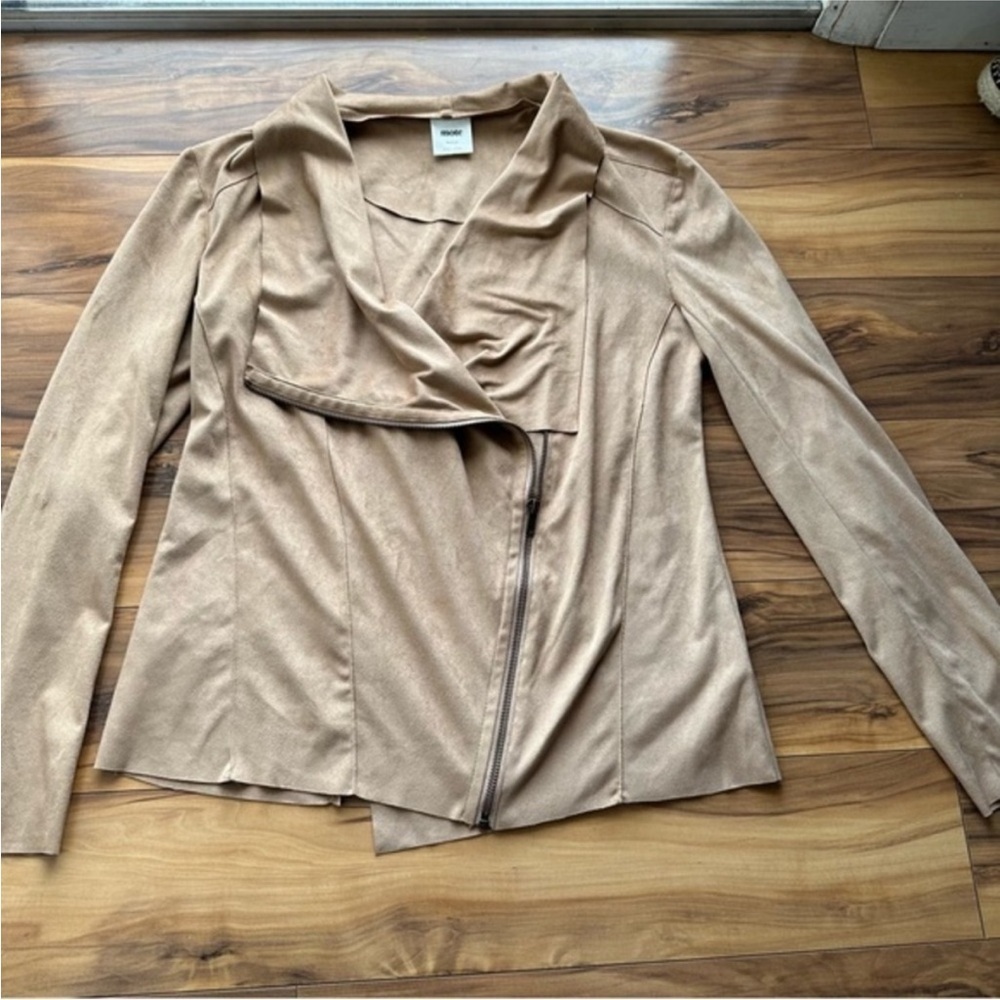Mote Anthropologie faux suede moto jacket M